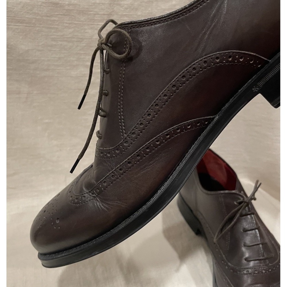 BARRETT Oxford Dark Brown Leather Full Brogue Wingtip Dress Shoes Men's Sz 10.5 - Picture 14 of 16